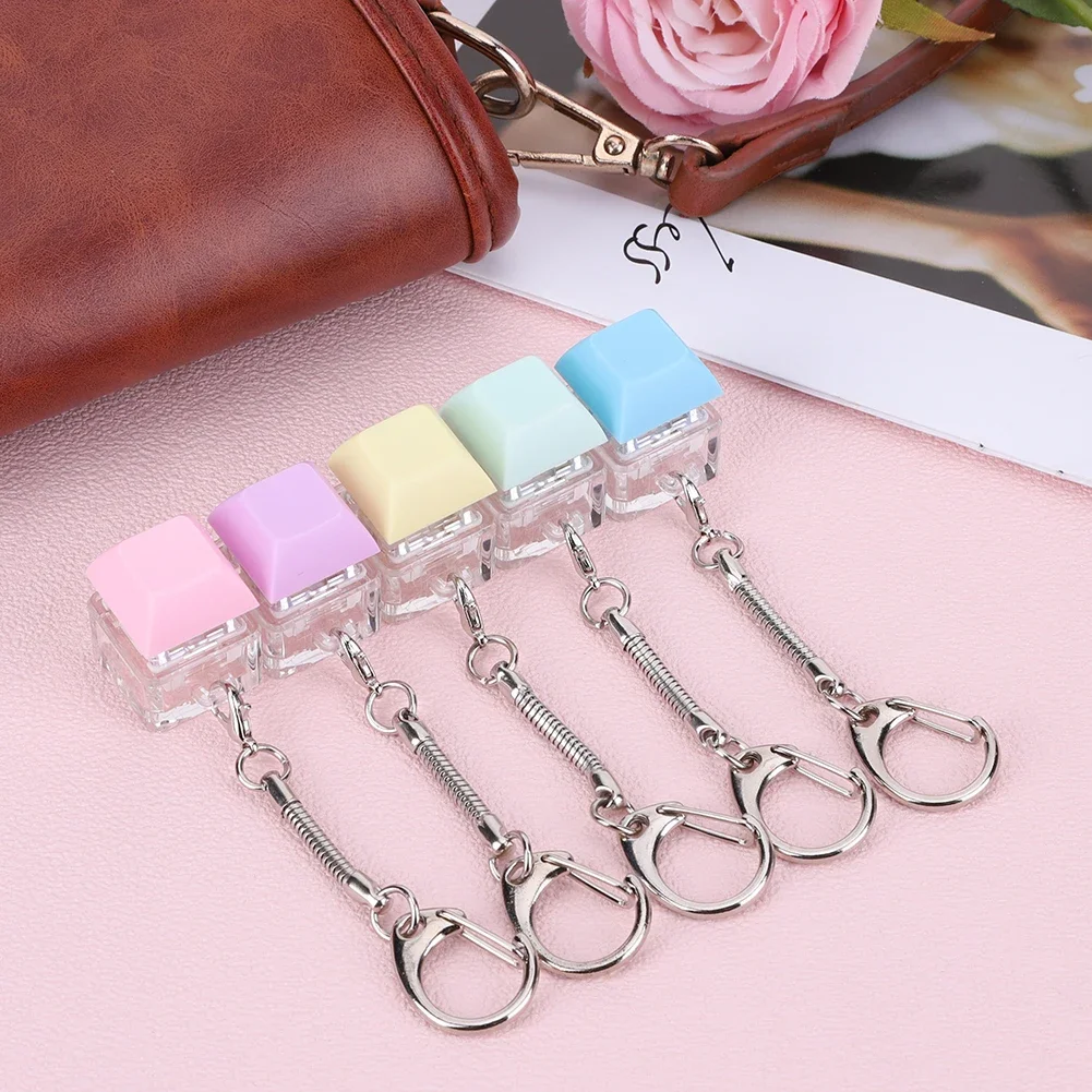 Keyboard Fidget Keychain 1 Key Keyboard Decompression Toys DIY Button Stress Relief Gifts for Adult Gifts To Relief Pass Time