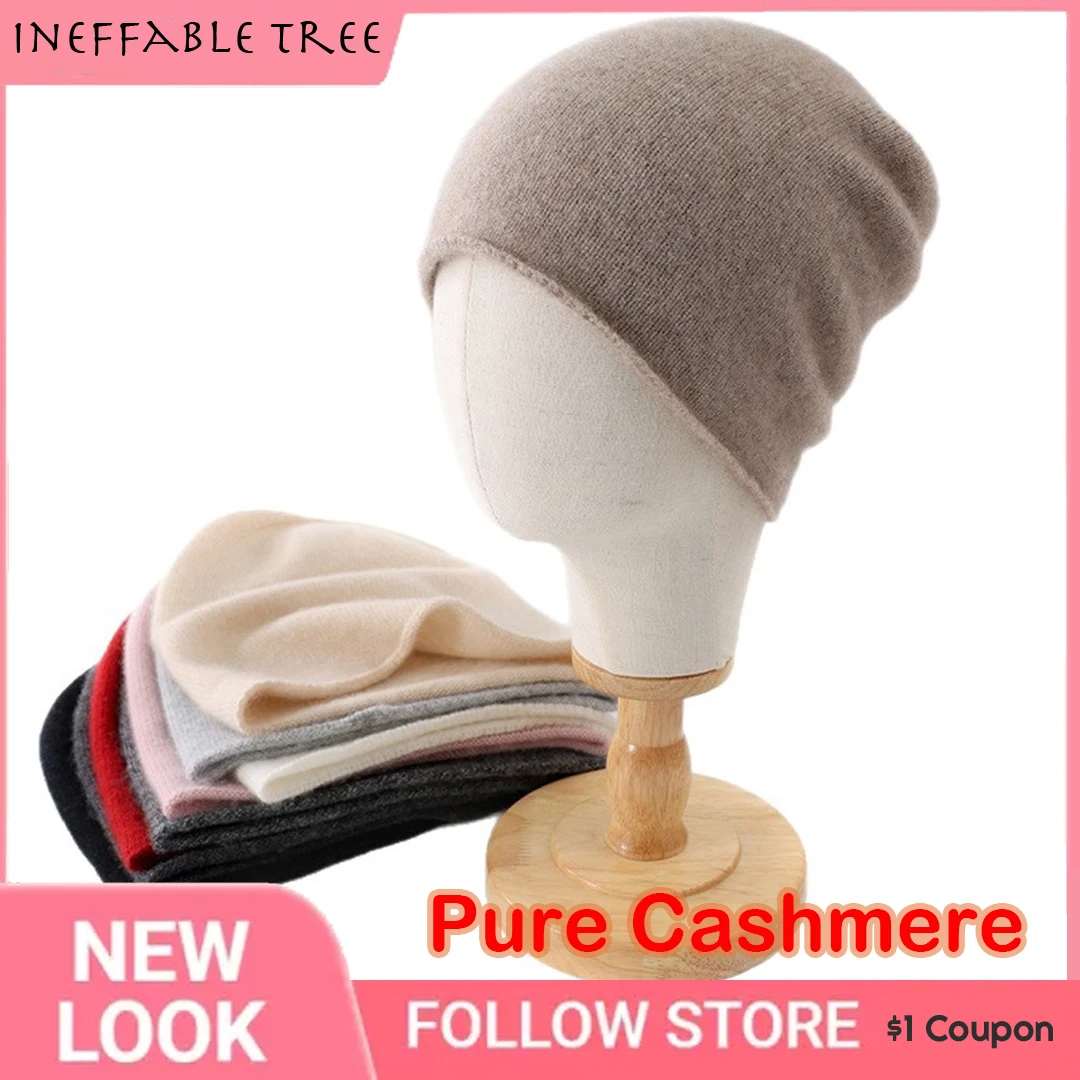 Winter Unisex 100 Cashmere Hats for Women Men Outdoor Casual Keep Warm Solid Color Cashmere Knitted Beanie Hedging Skullies Caps