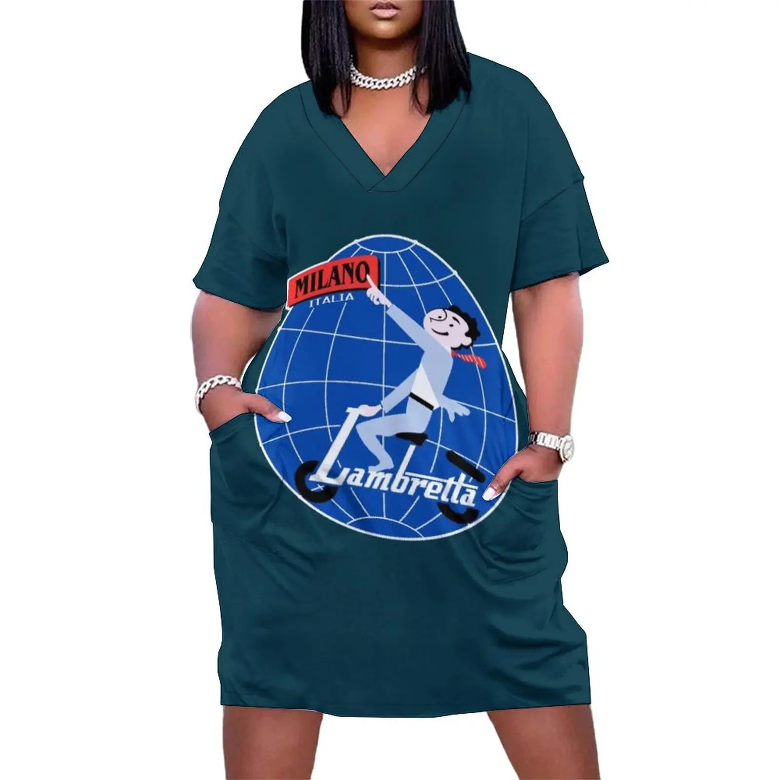 

lambretta scooter italia Loose Pocket Dress clothing women summer 2025 elegant women's dresses for wedding