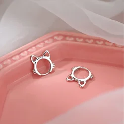 925 Sterling Silver Cat hoop Earrings Simple Temperament Exquisite Hot Semale Sexy Jewelry Gift