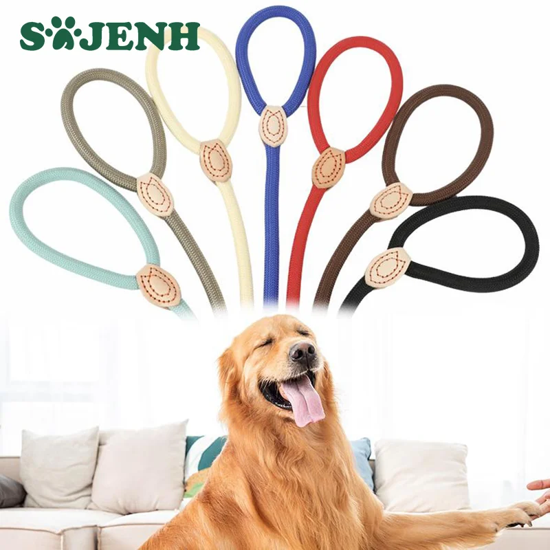 New style Dog Leash Slip Rope Lead Leash Heavy Duty Braided Rope Adjustable Loop Collar Training Leashes for Medium Large Dogs