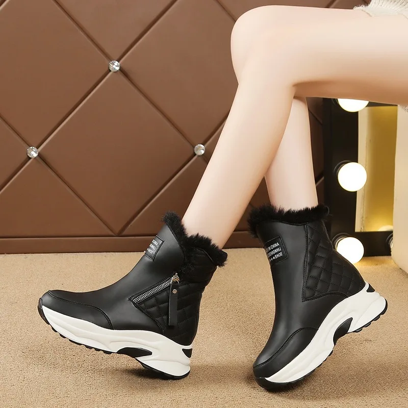 

2025 New Women's Snow Boots Plush Warm Cotton Boots Fashion Wedge Platform Boots for Women Winter High-tops Sneakers Botas Mujer