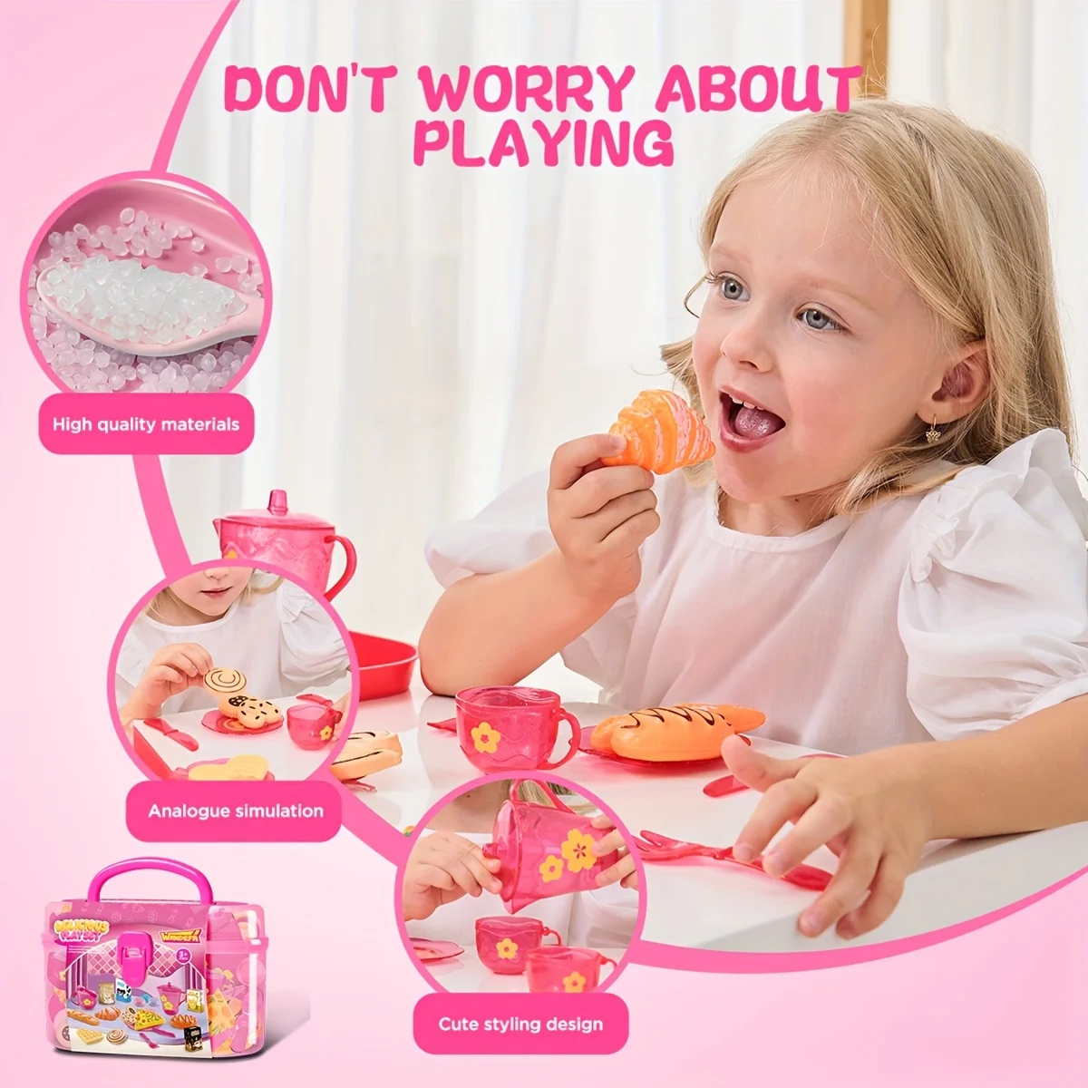 Faire semblant de jouer à Tea Party Set pour filles, nourriture et desserts réalistes, accessoires interactifs pour le thé de l'après-midi, cadeau d'anniversaire, 25 pièces