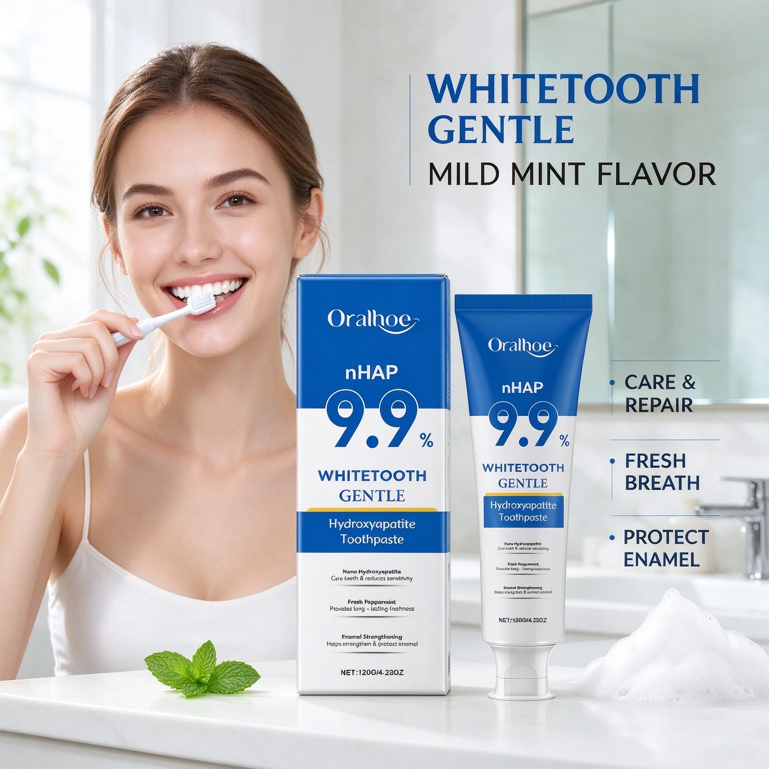 Hydroxyapatite Toothpaste Enamel Repair Teeth Stains Cleansing Bad Breath Removal Dental Birghtening Preventing Periodontitis