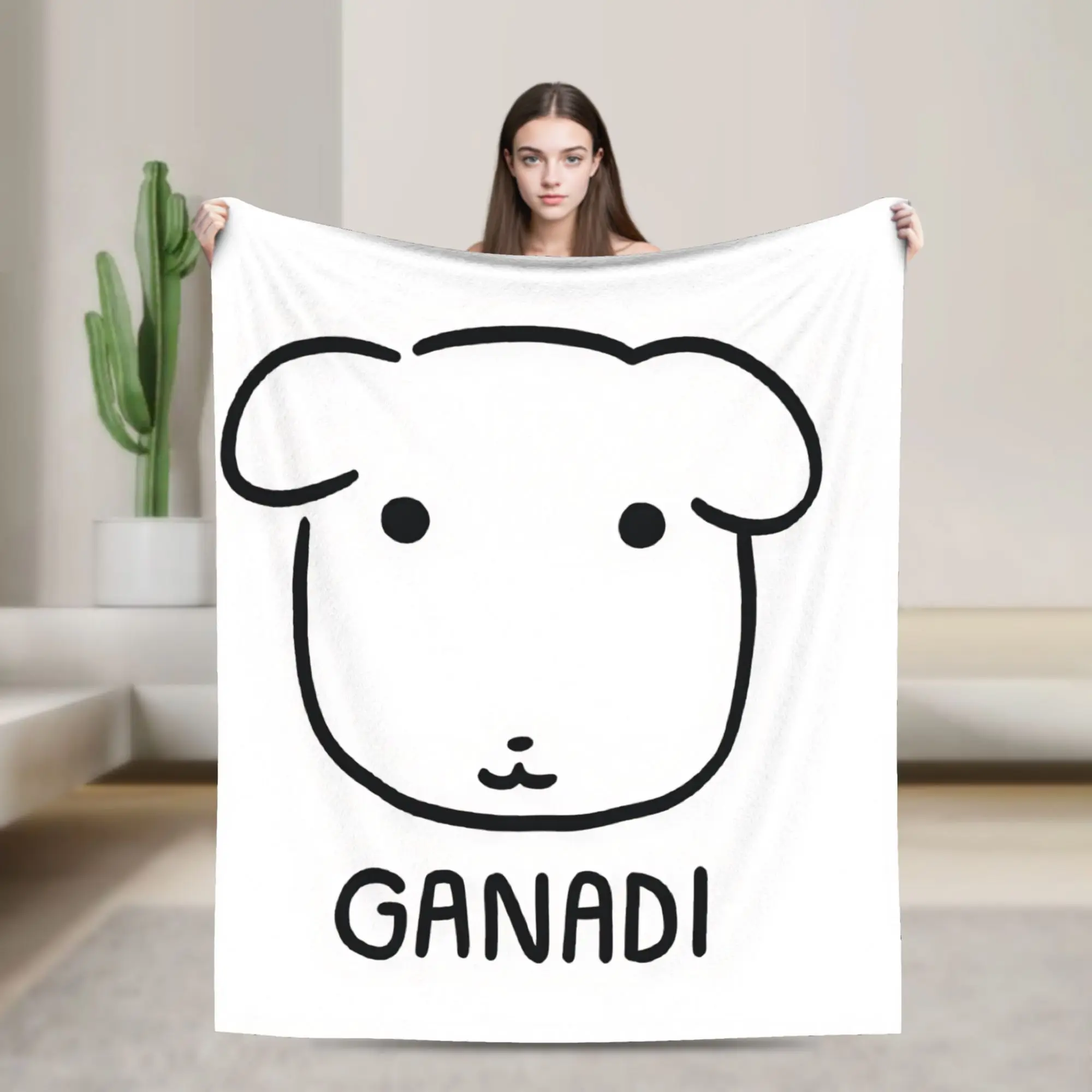 Cute GANADI  Warm Soft Blanket  Camping Plush Throw Blanket Street Trend Outdoor Flannel Bedspread Sofa Bed Cover