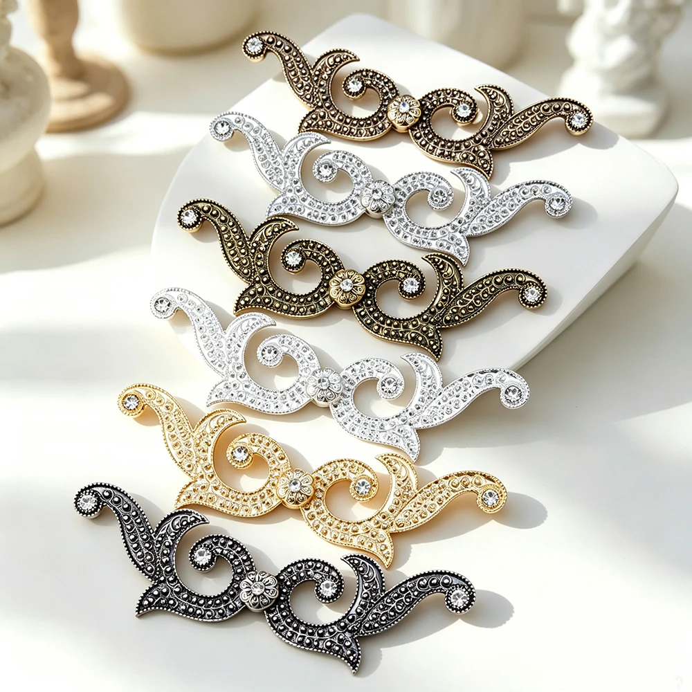 Vintage Caucasian Paisley Chest Brooch Breastplate  Antique Bronze Filigree Rhinestone Ethnic Ornament For Women Wedding Jewelry