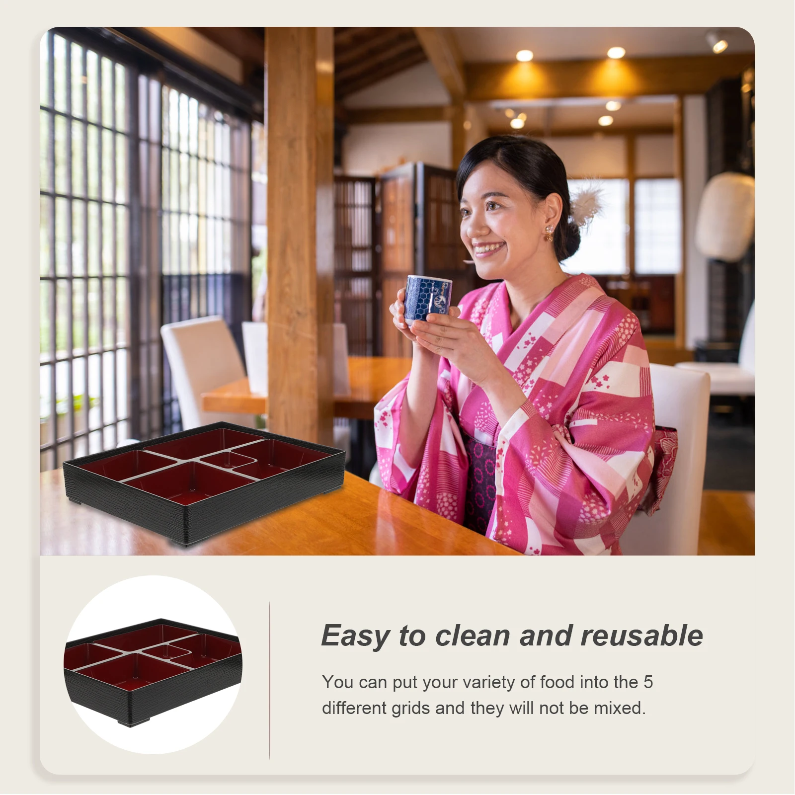 

Lunch Box Grids Odorless Easy Clean Reusable Container School Sushi Box Office Travel Sushi Bento Plastic Meal Prep