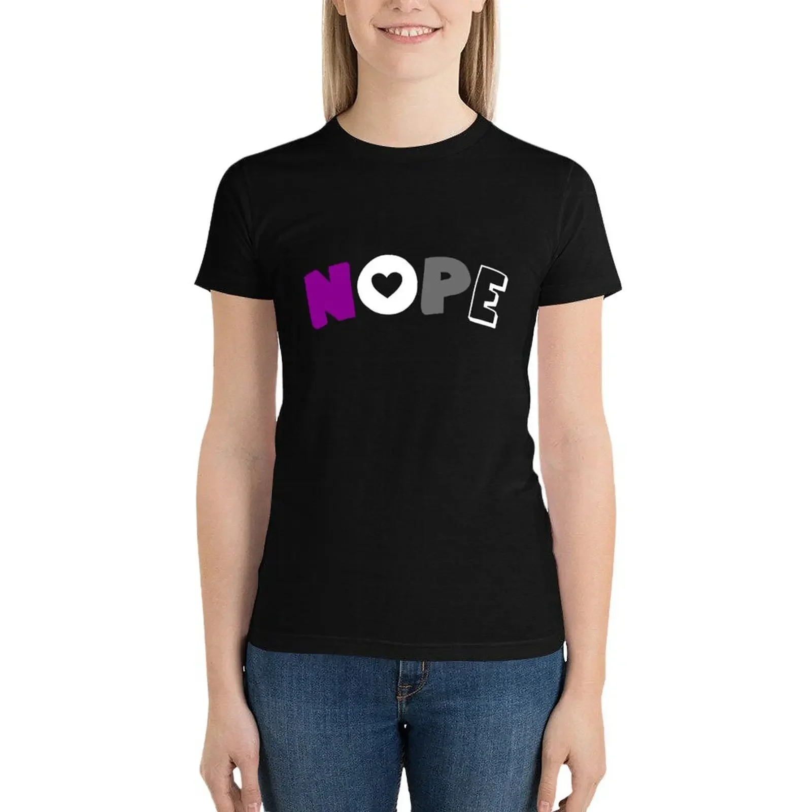 Nope (Asexual) T-Shirt lady clothes Blouse aesthetic clothes funny Woman T-shirts