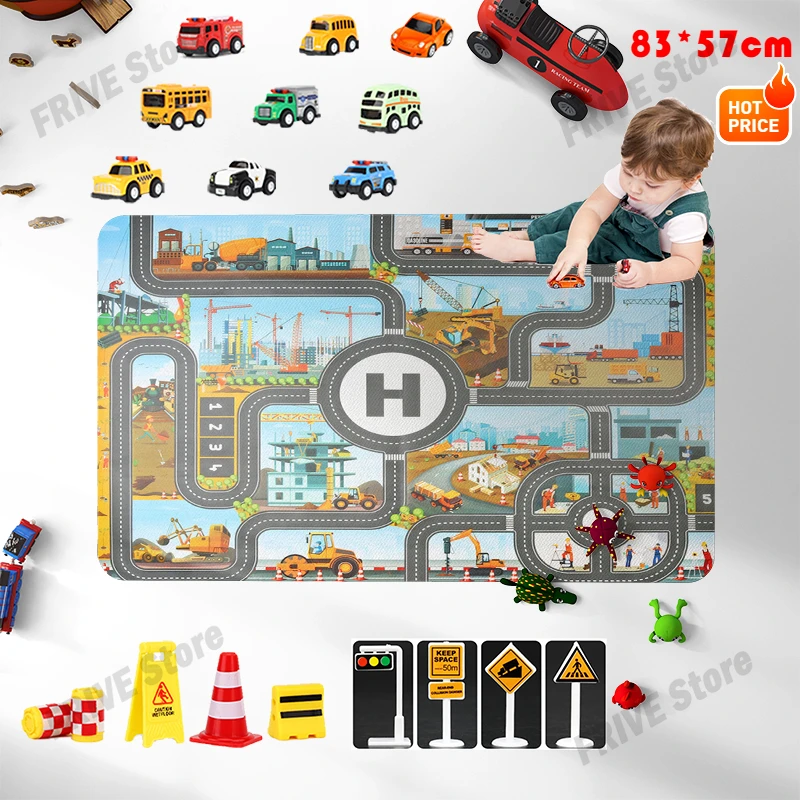 

Детский дорожный развивающий ковер, имитация дорожного ковра, Мини дорожный автомобиль, игрушка, детский игровой ковер, украшение детской комнаты