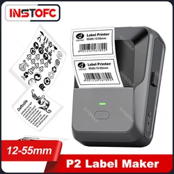 P2 etiket makinesi taşınabilir cep termal yazıcı Bluetooth 15-55mm kağıt rulolar kendinden yapışkanlı yapışkanlı etiketleme makinesi ev kullanımı için
