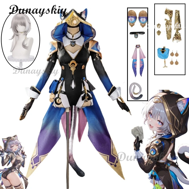 

Honkai Star Rail Cipher Cosplay Costume Wig Uniform Cipher Cifera Bodysuit Hat Tail Amphoreus Halloween Party Women Girls Props