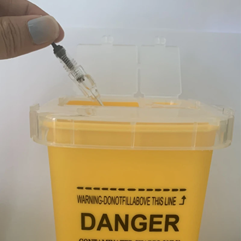 Tattoo Collection Bucket 1L Plastic Tattoo Sharps Bin Waste Box Disposable Needle Tips Recycling Peramemt Makeup Accessories
