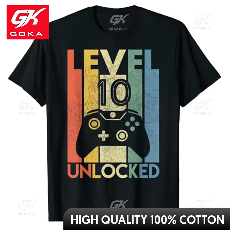 Level 10 Unlocked Shirt Funny Video Gamer 10th Birthday Gift T-Shirt Boys Fashion Awesome Graphic Tee Tops Sons B-day Presents