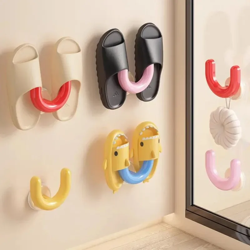 1 Stück U-förmiges einfaches Schuhregal, Badezimmer-Türhänger an der Rückwand, Badezimmer-Slipperregal, Wandhaken