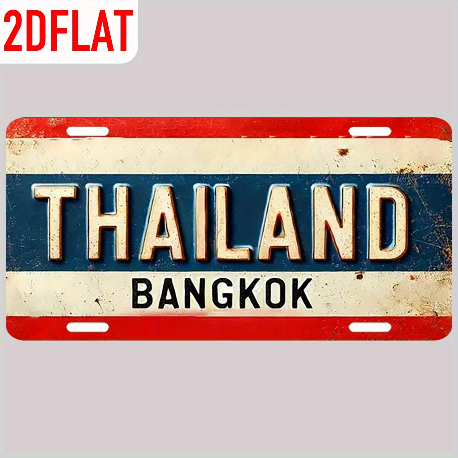 1PC 2D HD Tin Sign, Vintage Thailand Bangkok Metal Wall Art, Retro Southeast Asian City Decor for Bar Man Cave Home Travel Souve