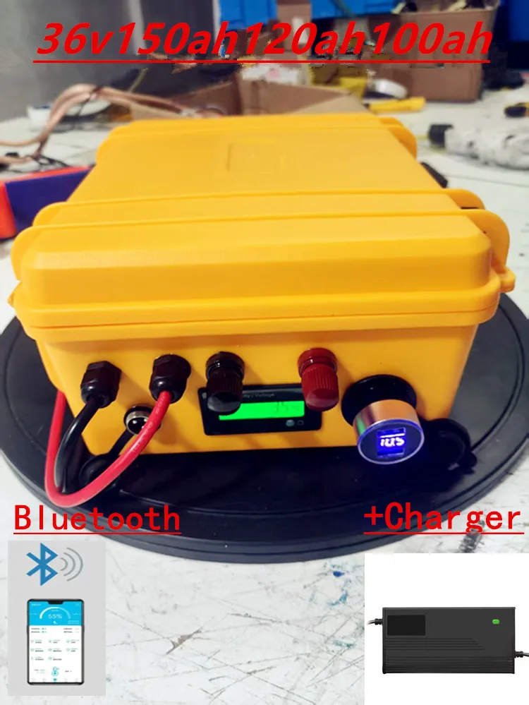 

GLT 36V 150AH lifepo4 36v 120Ah lifepo4 литиевая батарея bluetooth APP BMS для 4000w go cart велосипед скутер лодка + зарядное устройство 10A