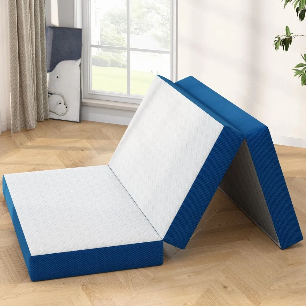 6 Inch Tri Fold Mattress Queen Size Portable Memory Foam Guest Bed with CertiPUR US Certified Cooling Gel & Washable