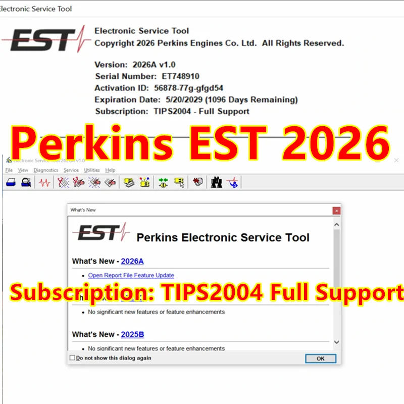 Herramienta de Servicio Electrónico Perkins EST 2026A, Servicio de Instalación de un Ordenador / Suscripción: TIPS2004 Soporte Completo