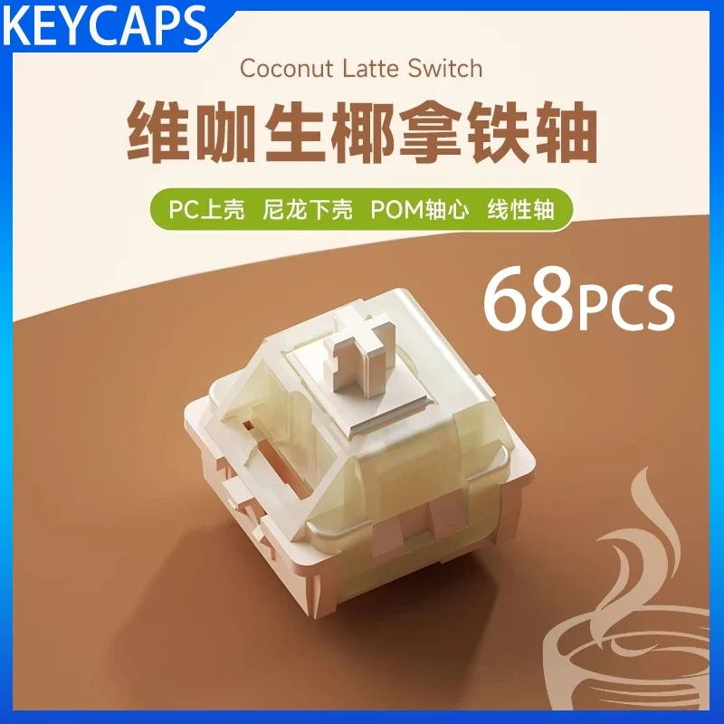 

68pcs Weikav Coconut Latte Switch HIFI Mahjong Sound Mechanical Keyboard Accessories Five Legged Linear Axis DIY Gaming Keyboard