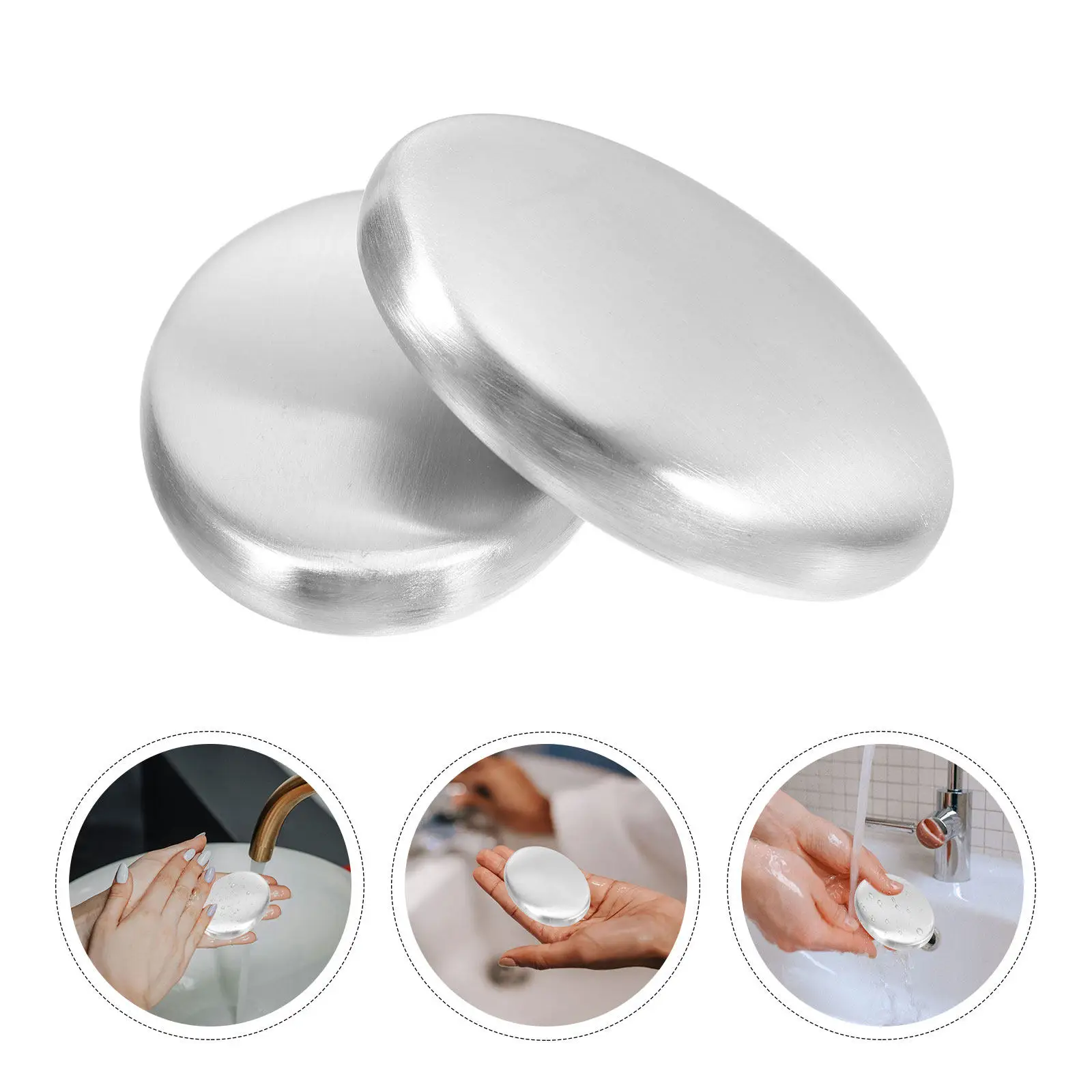 2Pcs Stainless Steel Odor Removing Soap Bar Kitchen Metal Soap Fish Smell Remover Hand Cleaner Reusable Odor Absorber for Home