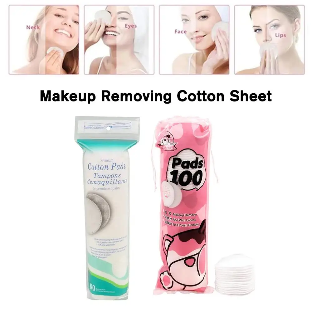 100pcs Round Makeup Remover Cotton Pads Soft Facial Cleansing Sheets Disposable Skincare Cleaning Wipes for Daily Use