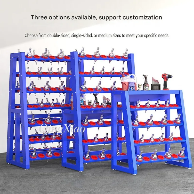Single Side Tool Holder Rack With Lockable Casters For CNC Machining Center Lathe Milling Machine Work Tool Shank Management