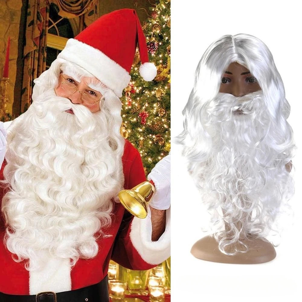 

Christmas Santa Claus Wig + Beard Set Costume Accessory Adult Christmas Fancy Dress Santa Wig Cosplay Xmas Party Costume