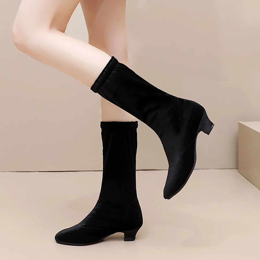 Botas de dança sola macia das mulheres ao ar livre mongol salão de dança latina botas primavera outono jazz ballet sapatos ao ar livre saltos bombas