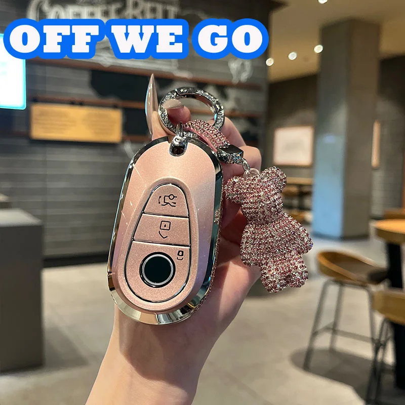 

Розовый брелок для ключей Mercedes Benz, праздничные подарки для Mercedes Benz Class W223 W206 S350L S400L S450L S500L, чехол для ключей от автомобиля
