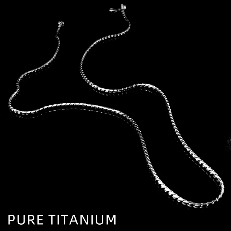 

New 2.5mm Pure Titanium Snake Bone Chain Necklace Seamless Welded Anti-Allergic Collarbone Titanium S Chain Necklace for Unisex