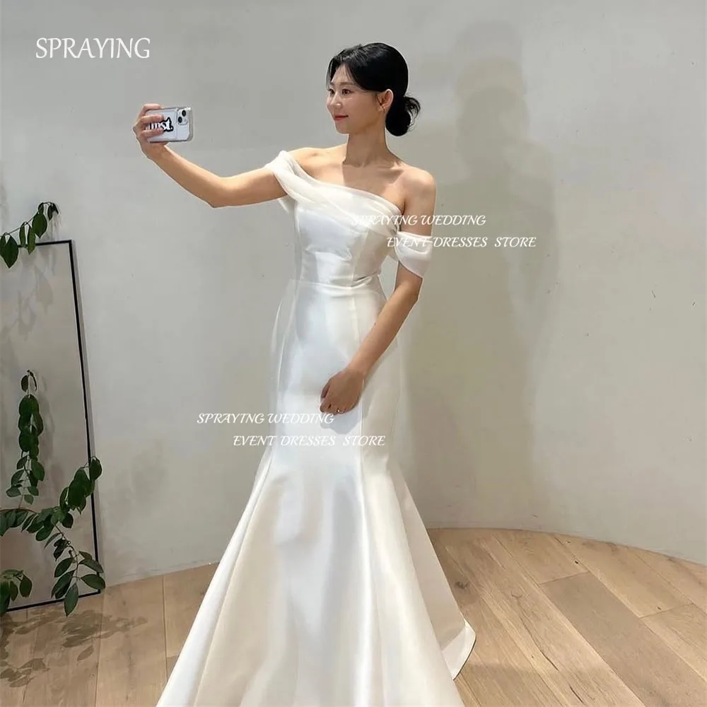 

SPRAYING Elegant Off Shoulder Corset Korea Wedding Dress Photo Shoot Mermaid Ivory Long Bridal Gowns 웨딩드레스 Customized 2025