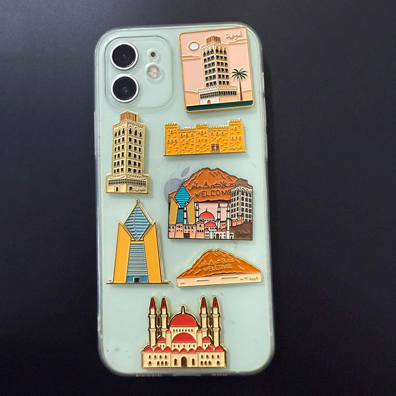 New Saudi Arabia Mobile Phone 3M Sticker Badge Metal Pin Broooches Pins