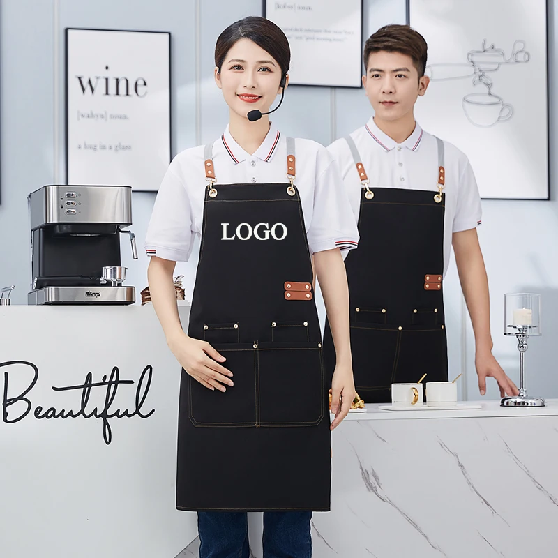 Custom Apron Logo Design Work Waiter Apron Waterproof Bubble Cafe BBQ Shop Nail Salon Man Women`s Kitchen Apron Personalized