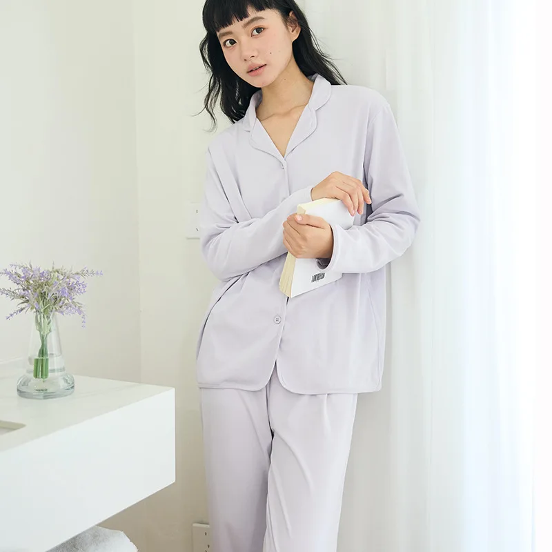 Autumn House Dress for Women Full Sleeve Soft Warm Winter Loose Fit Japan Korea Stylish Solid Color Casual Sleepwear C5890