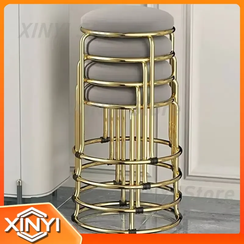 Gold Luxury Velvet Dining Chair for Beauty Salon Bar Stool Dresser Low Stool Entrance Nordic Furniture YH