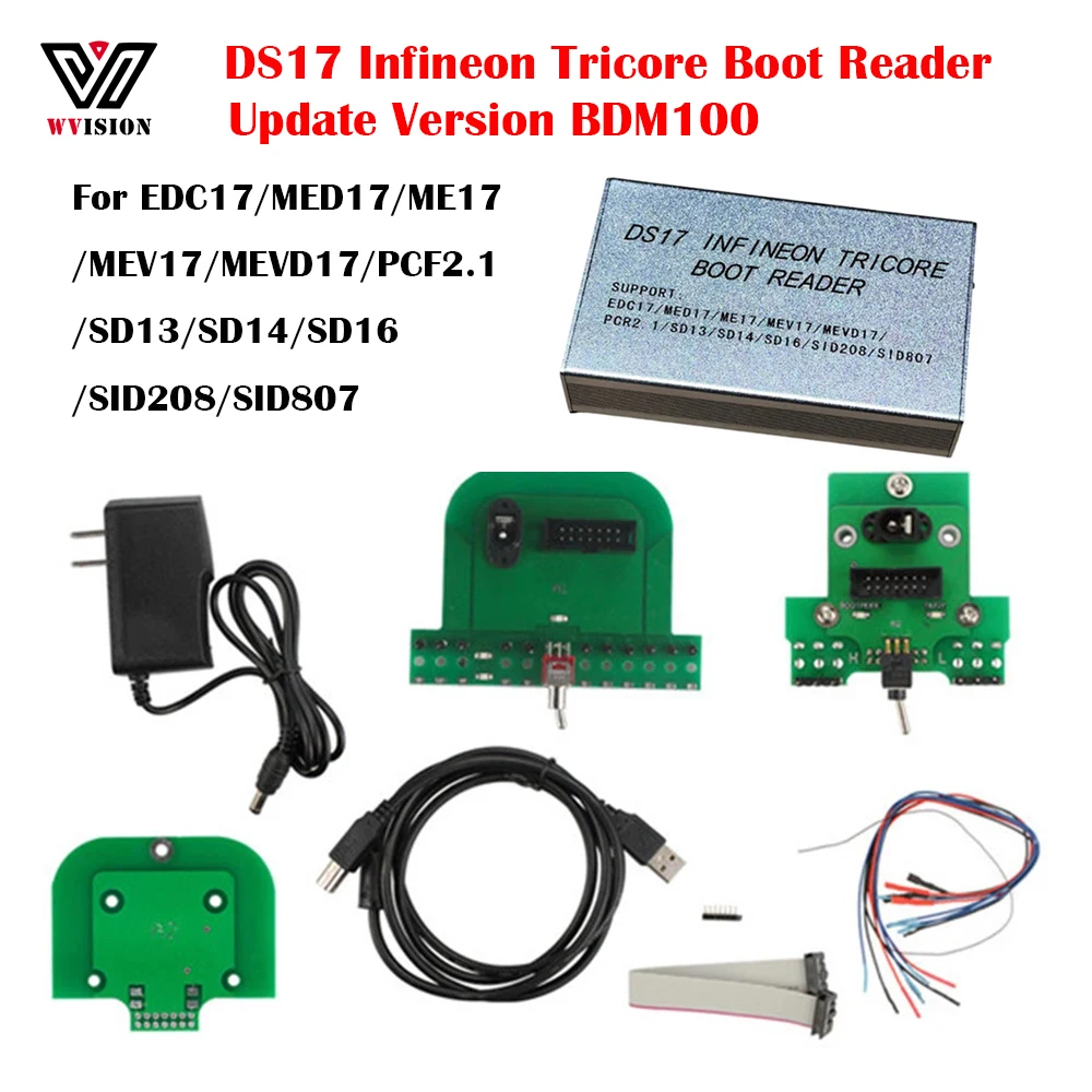 

ECU Programmer DS17 Infineon Tricore Boot Reader For EDC17 MED17 ME17 MEV17 MEVD17 PCF2.1 SD13 SD14 SD16 SID208 SID807 PK BDM100