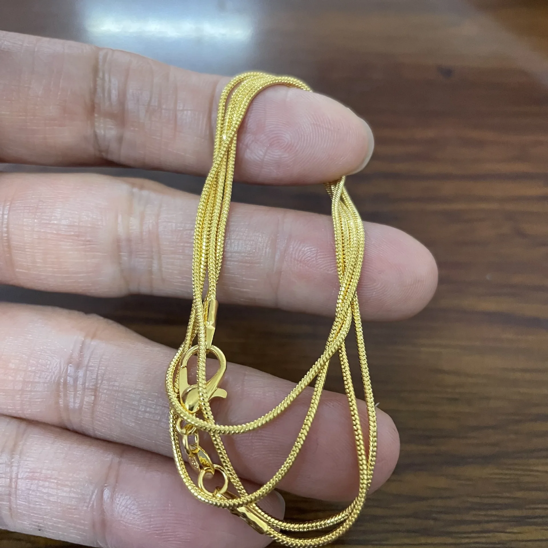 Andara 1MM snake bone necklace 925 sterling silver gold-plated 18K necklace basic chain with chain