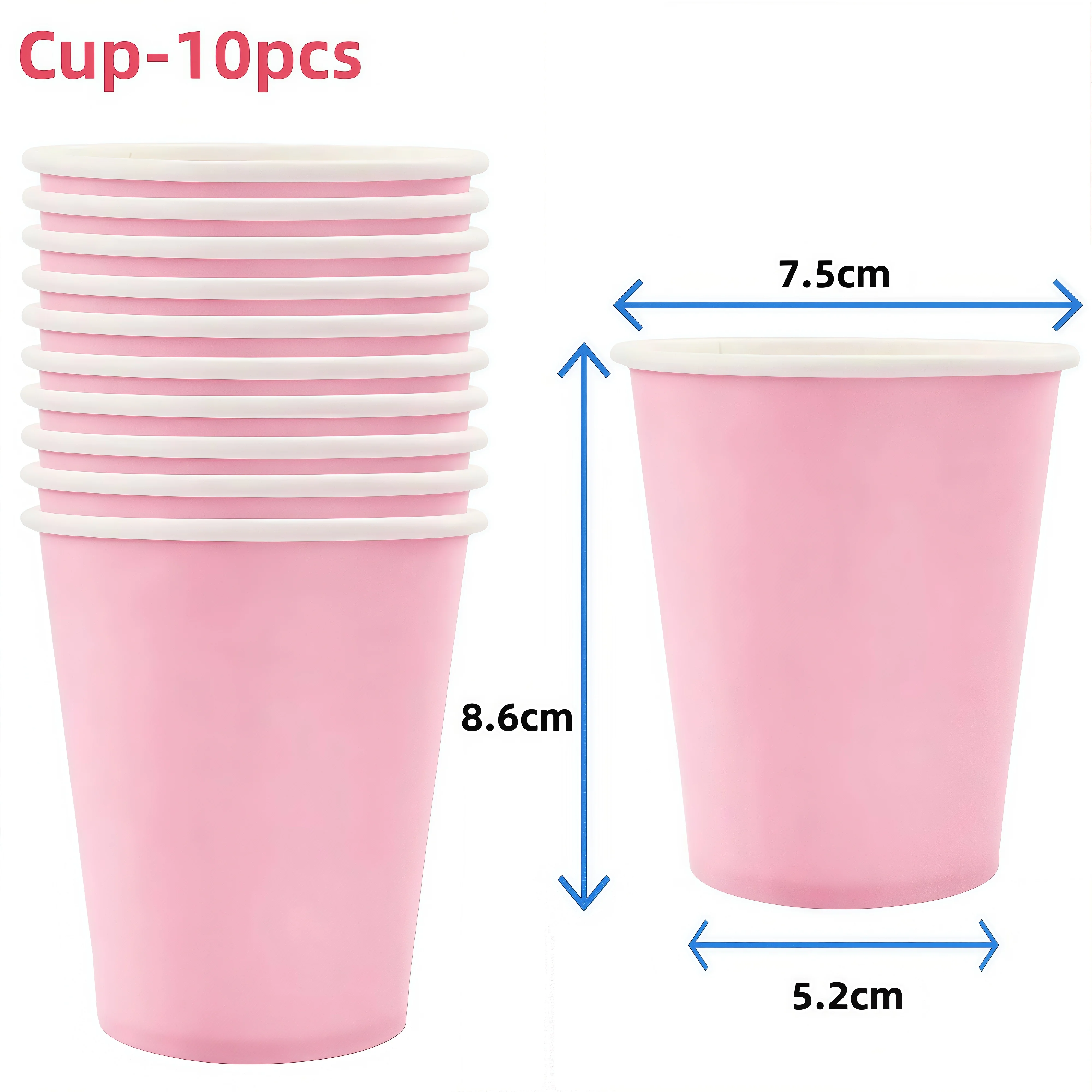Rosa Partyzubehör Geschirrset Einfarbig Hellrosa Pappteller Becher Servietten für Mädchen Gastgeschenke Babyparty Hochzeitsdekoration – Detail 4