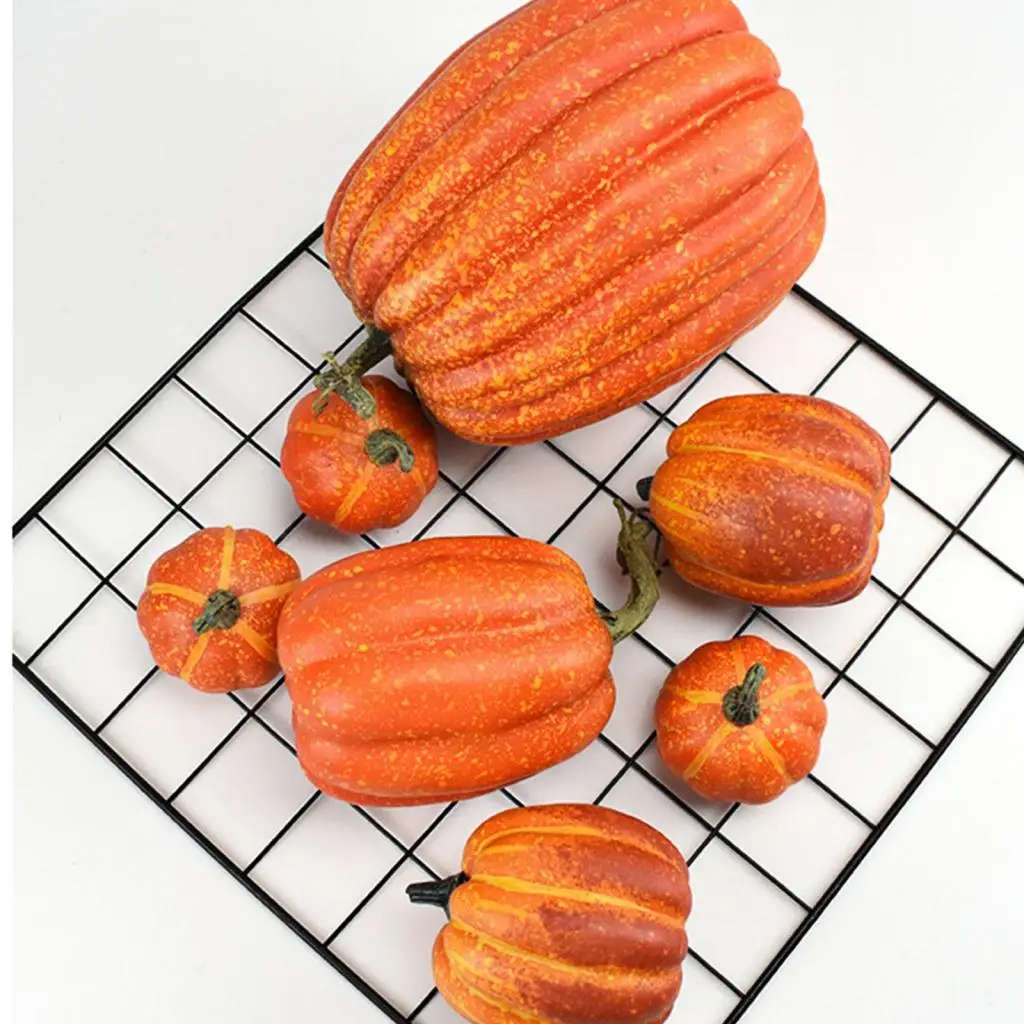 7Pcs Faux Pumpkins Decor Artificial Decoration Autumn Wedding Ornament