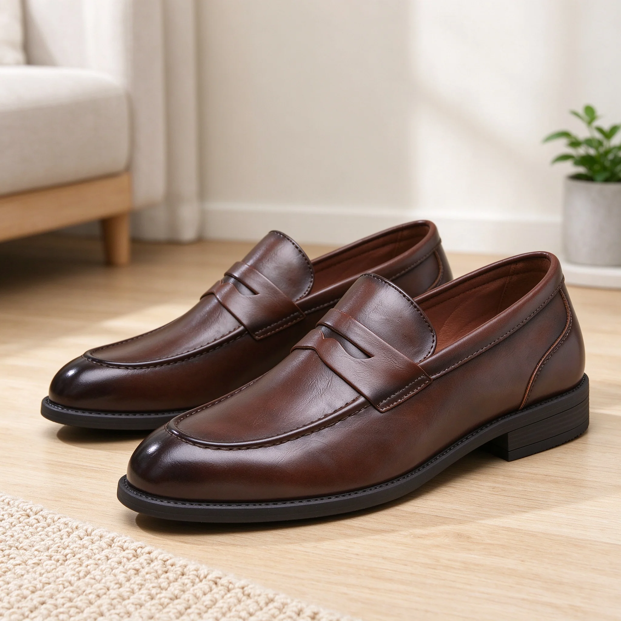 Desai Men's Loafers Faux Leather Classic Penny Moccasin Wide Width Fall Winter Dress Shoes For Man Men's Shoes Men Office Shoes