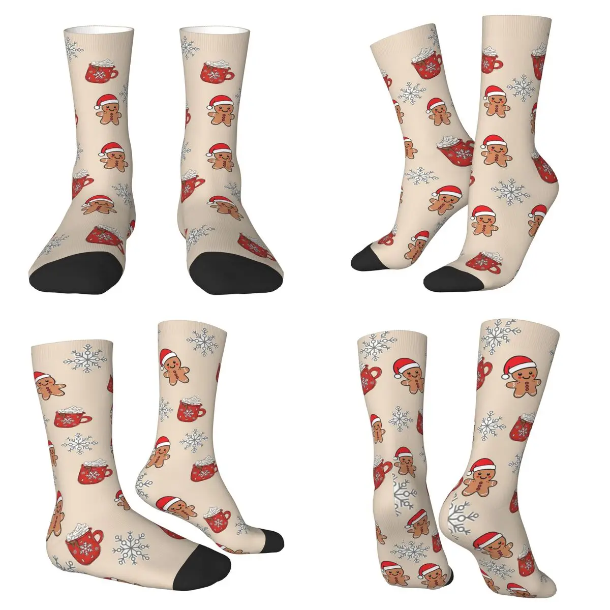 Merry Christmas Tree And Gingerbread Men Socks Harajuku Super Soft Stockings All Season Long Socks for Unisex