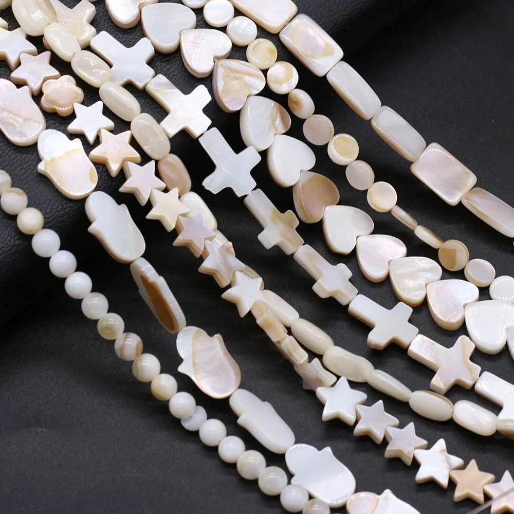 Natural Freshwater Shell Beads Round Flake Cream Color Loose Beaded For Jewelry Making DIY Charm Bracelet Necklace Accessories