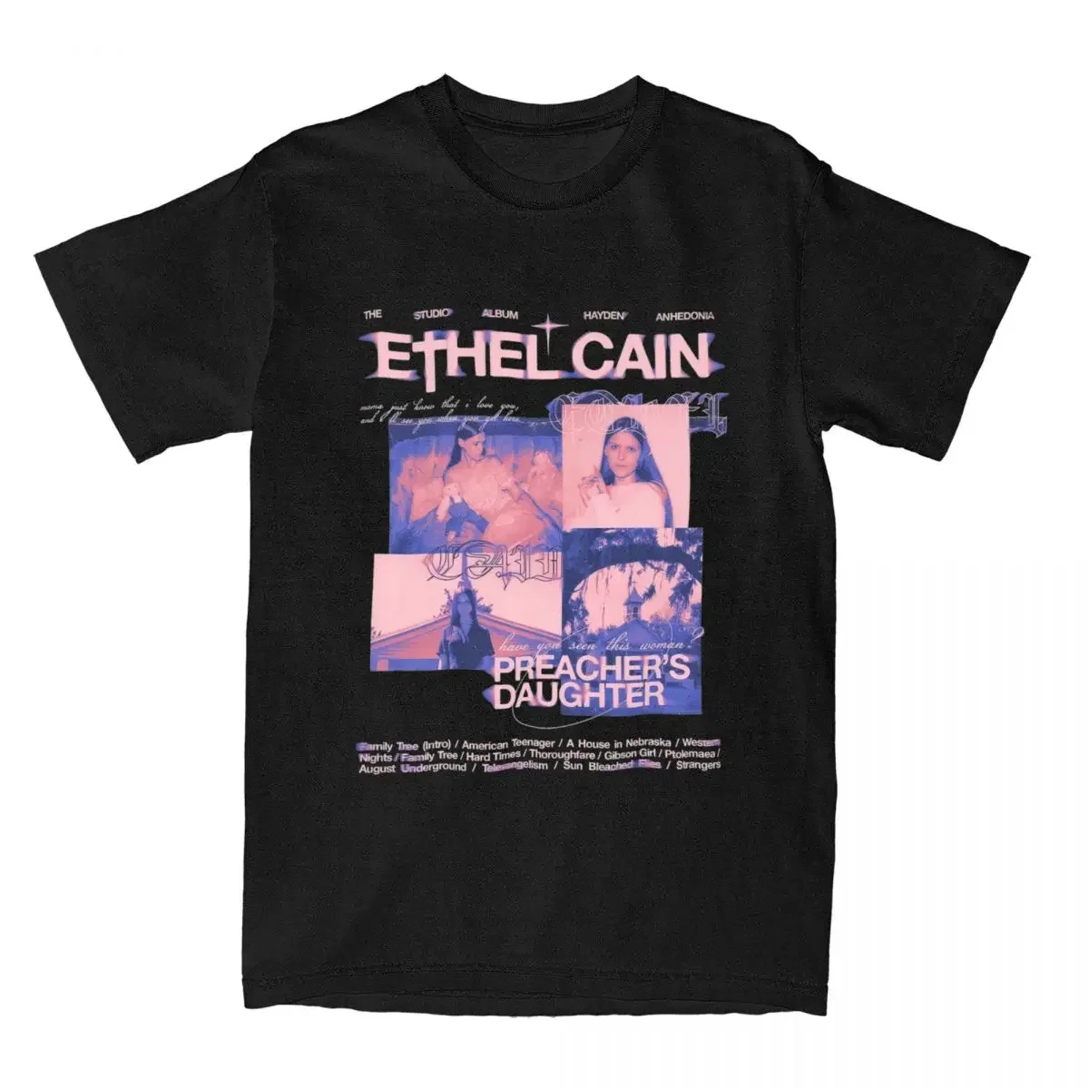 Men Women's Ethel Cain Preachers Daughter Shirt Accessories Cotton T-shirt Clothing Casual Tee Shirt Printed