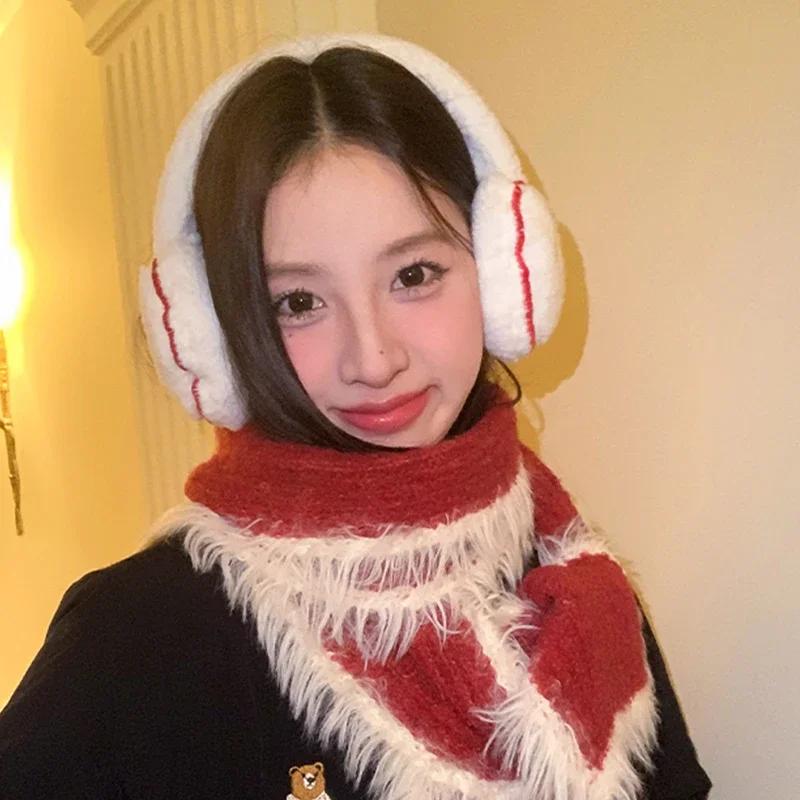 Cute Embroidery Apple Earmuffs Outdoor Cycling Plush Ear Protection Ear Bag Warm Winter Warm Earplugs Y2K Headset Ear Cover