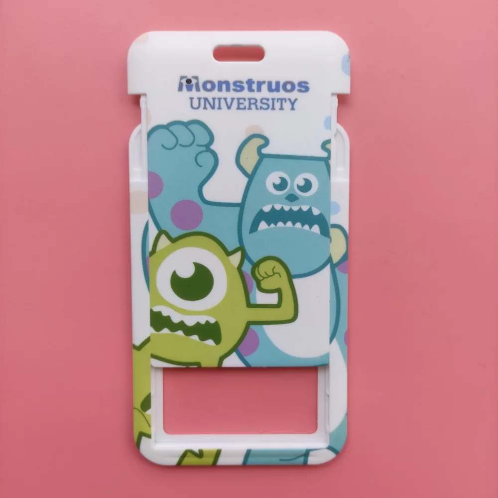 Disney Monsters University Men\'s Plastic Anime ID Card Holder Fashion Badge Sliding Work Name Tag Bus Lanyard Card Holder