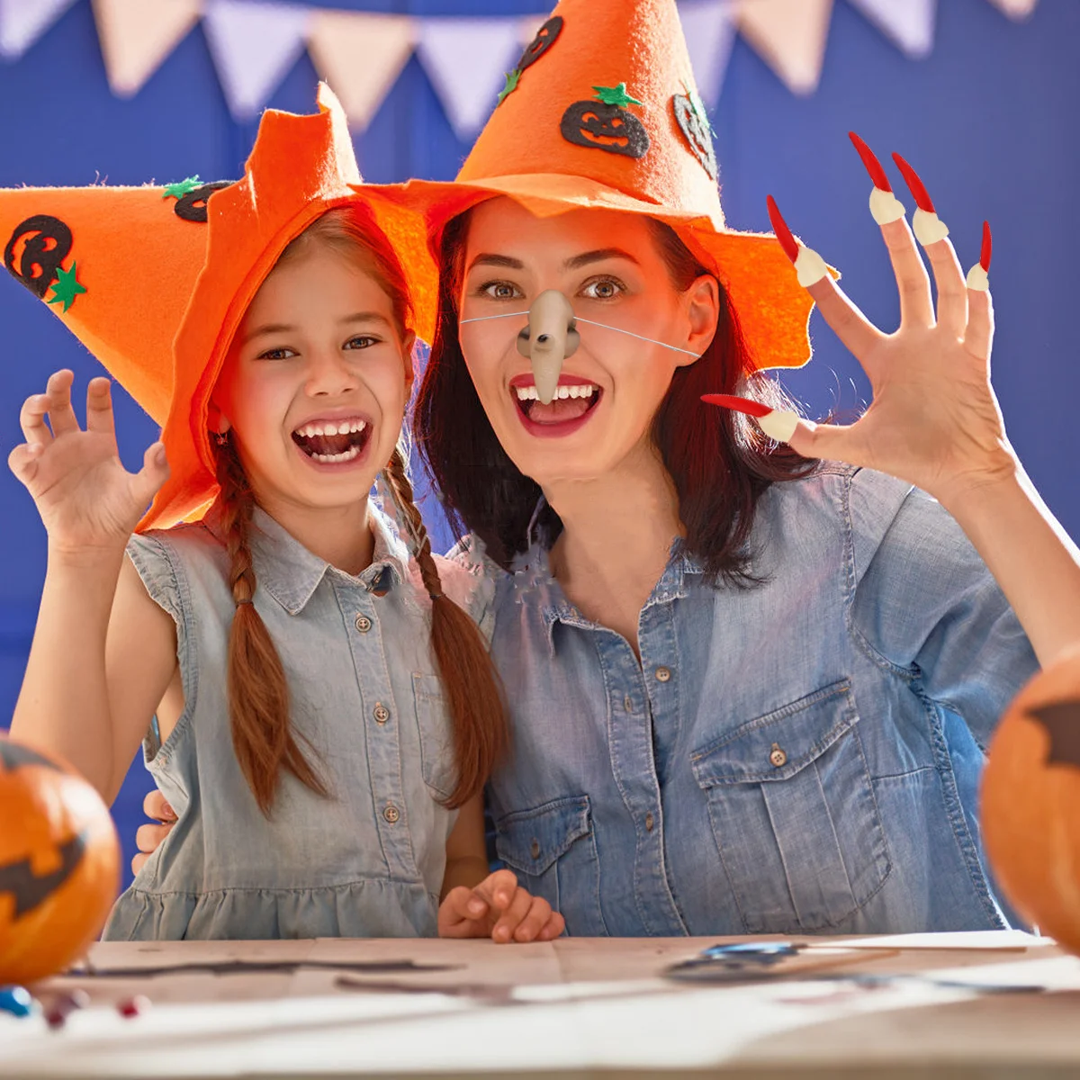 11 قطعة الرعب غيبوبة الساحرة أصابع الأظافر وهمية هالوين تأثيري حفلة تنكرية الدعائم مخيف غطاء الاصبع غطاء الأظافر غيبوبة