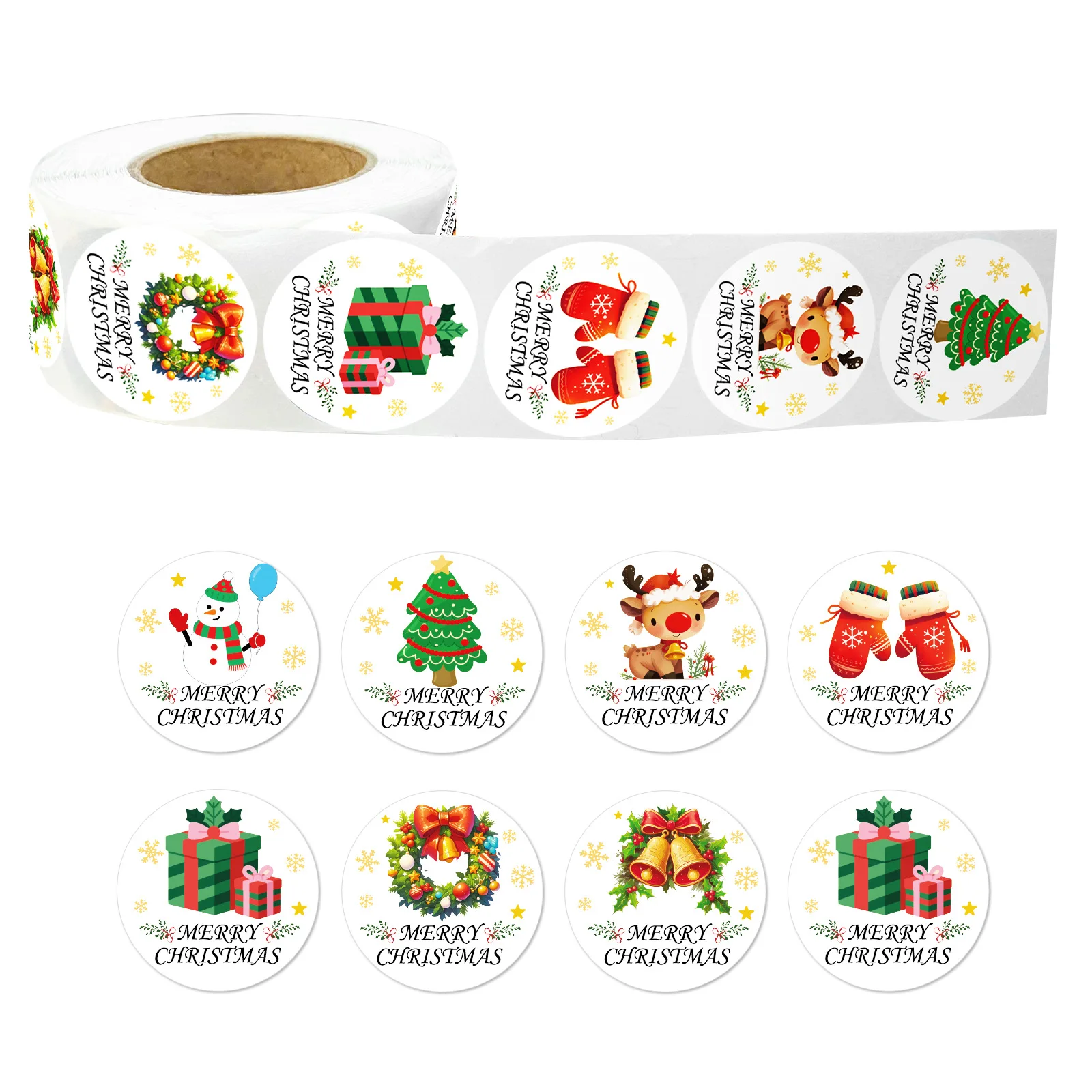 500Pcs Christmas Stickers Holiday Cartoon Decals Multi Purpose DIY Supplies for Scrapbooking Journal Craft Decoration