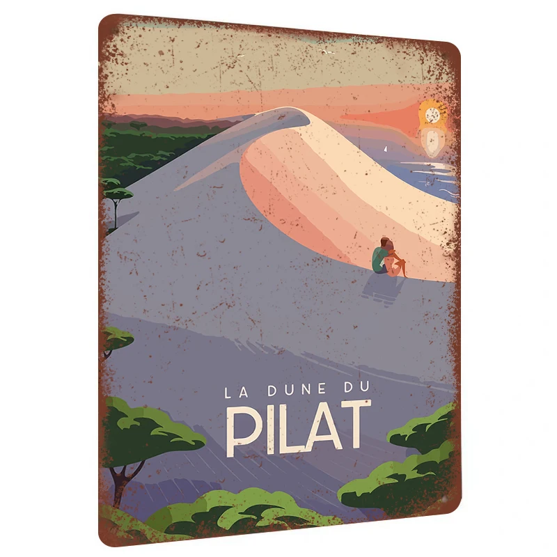 French Pilat Dune Landscape Metal Wall Art Modern Minimalist Home Decor for Living Room Bedroom