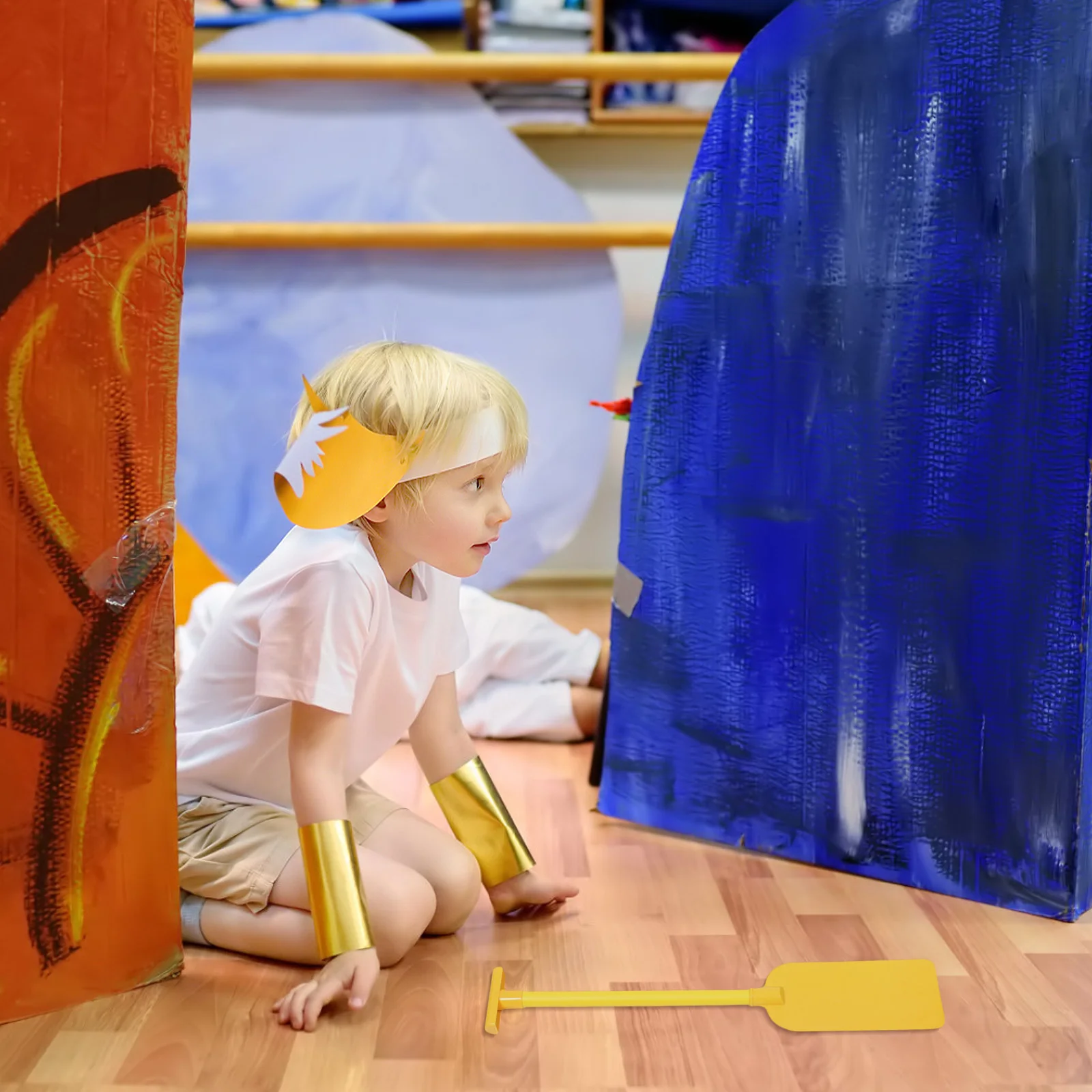 

Wooden Paddle For Handcrafted Stage Performance Oar Safe Smooth Bright Colorful Design Water Sports Playtime