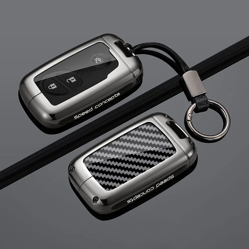 For Lexus IS ES LS GS RX GX LX CT HS 200 250 300 300h 350 350h 450 Metal Carbon Fiber Car Key Case Cover Keychain Accessories